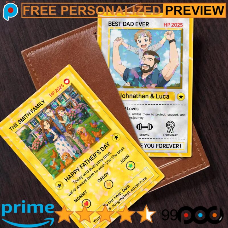 Free Personalized Father's Day Pok Mon Photo Anime Hologram Card Free Personalized Father's Day Pok Mon Photo Anime Hologram Card