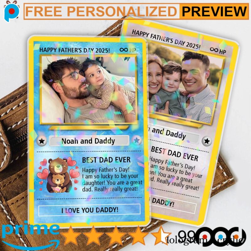 Personalized Free Photo Father's Day Pokemon Hologram Wallet Card