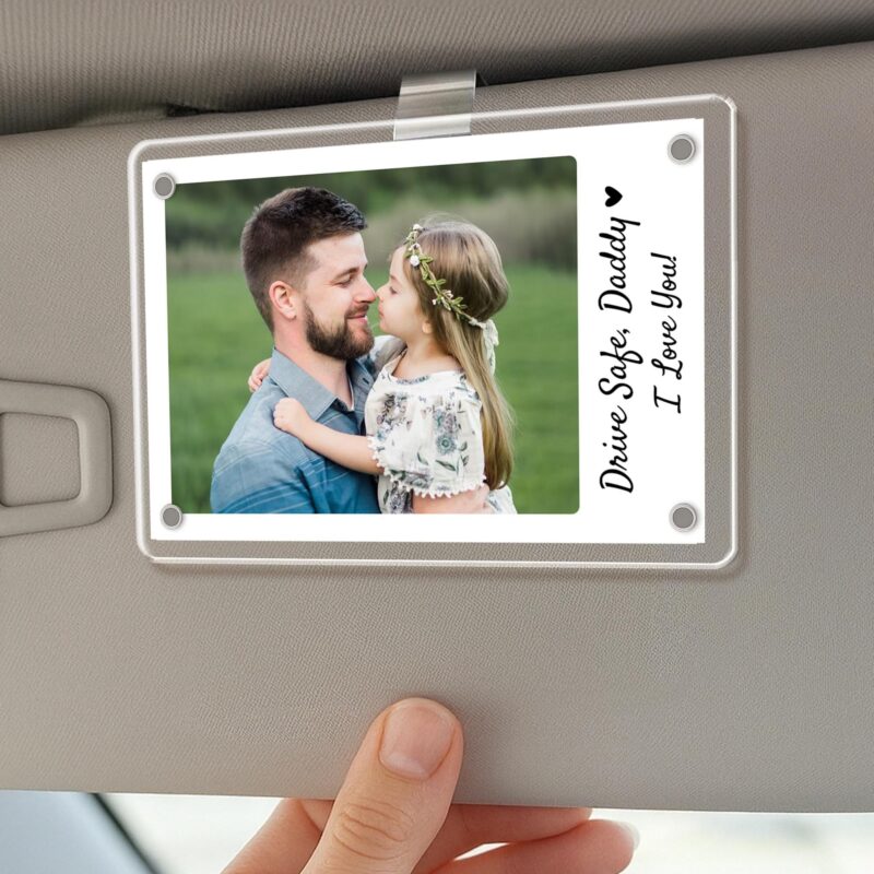 Father's Day Gift Personalized PHOTO INCLUDED Dad Car Visor Clip