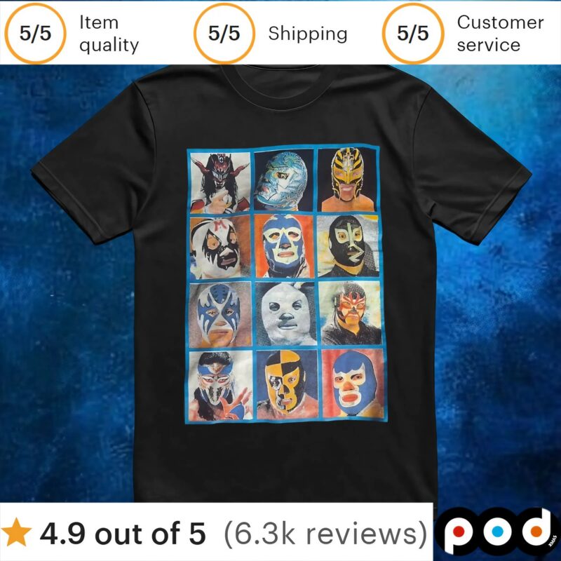 Vintage Lucha Libre Masked Wrestlers Arena Coliseo T Shirt