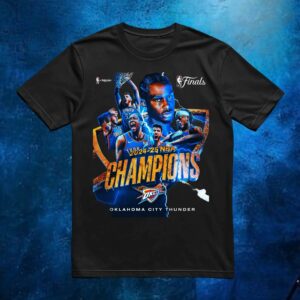2025 NBA Champions Poster Oklahoma City Thunder Team Celebration Art T Shirt