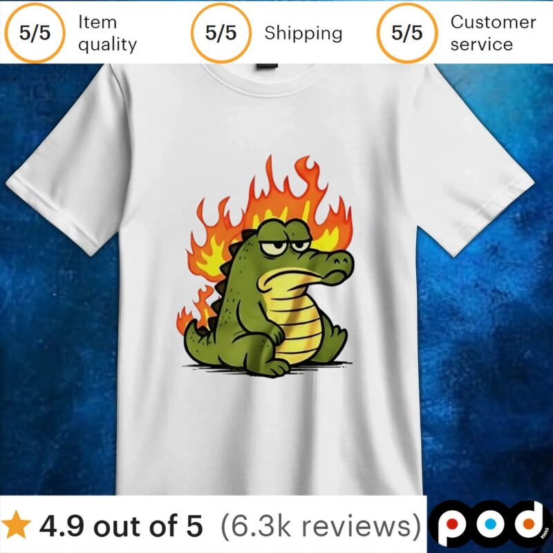 Crocodile on fire t shirt