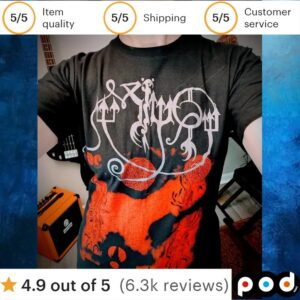 Abstract Black Metal Band Logo Red Flame T Shirt