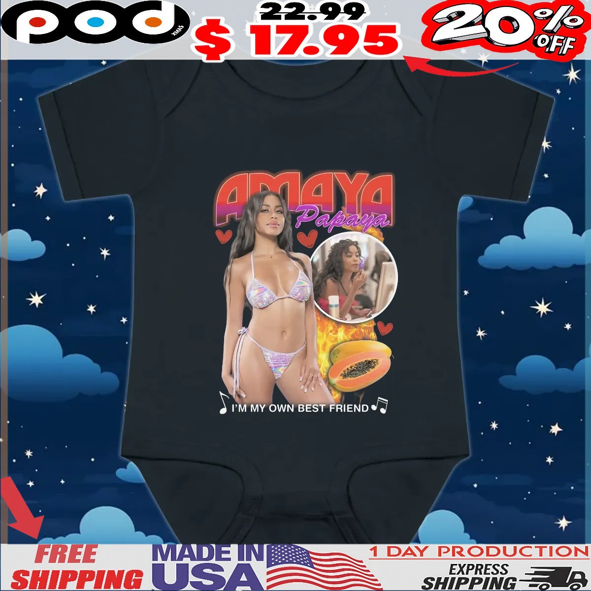 Amaya Papaya I'm My Own Best Friend Vintage Bootleg Style T Shirt