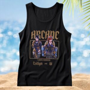 Arcane Caitlyn and Vi Piltover Enforcers Dark Wash T-Shirt