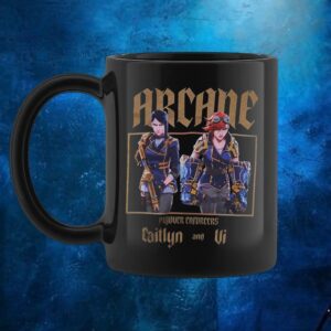 Arcane Caitlyn and Vi Piltover Enforcers Dark Wash T-Shirt