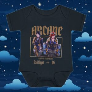 Arcane Caitlyn and Vi Piltover Enforcers Dark Wash T-Shirt