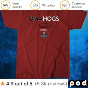 Arkansas Baseball Omahogs 2025 MCWS T Shirt