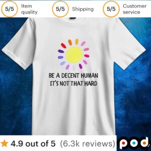 Be a decent human it’s not that hard sun t shirt