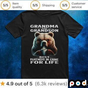 Bear grandma and grandson best partners in crime for life t shirt