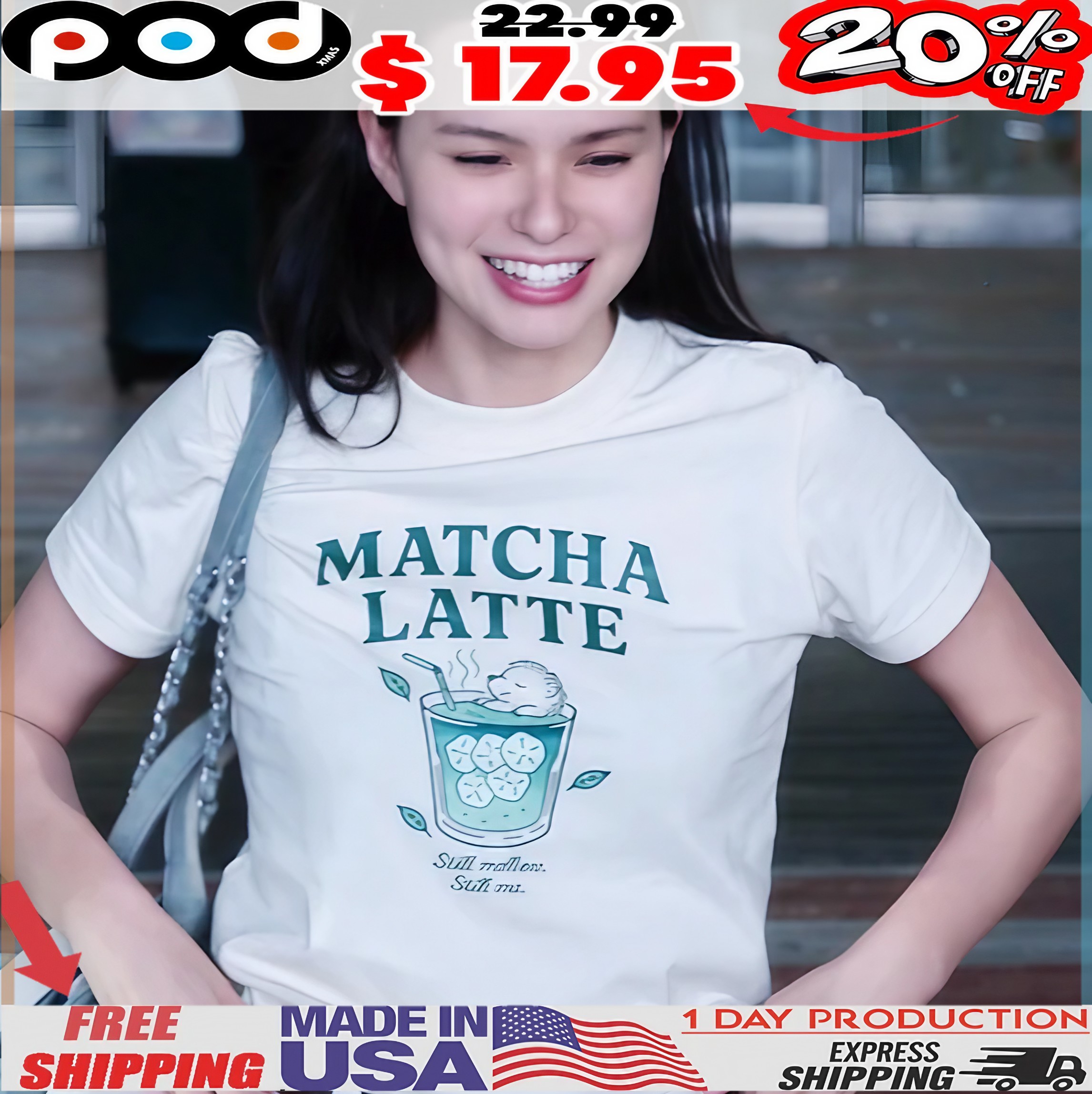 Becky Armstrong Wearing Matcha Latte T Shirt