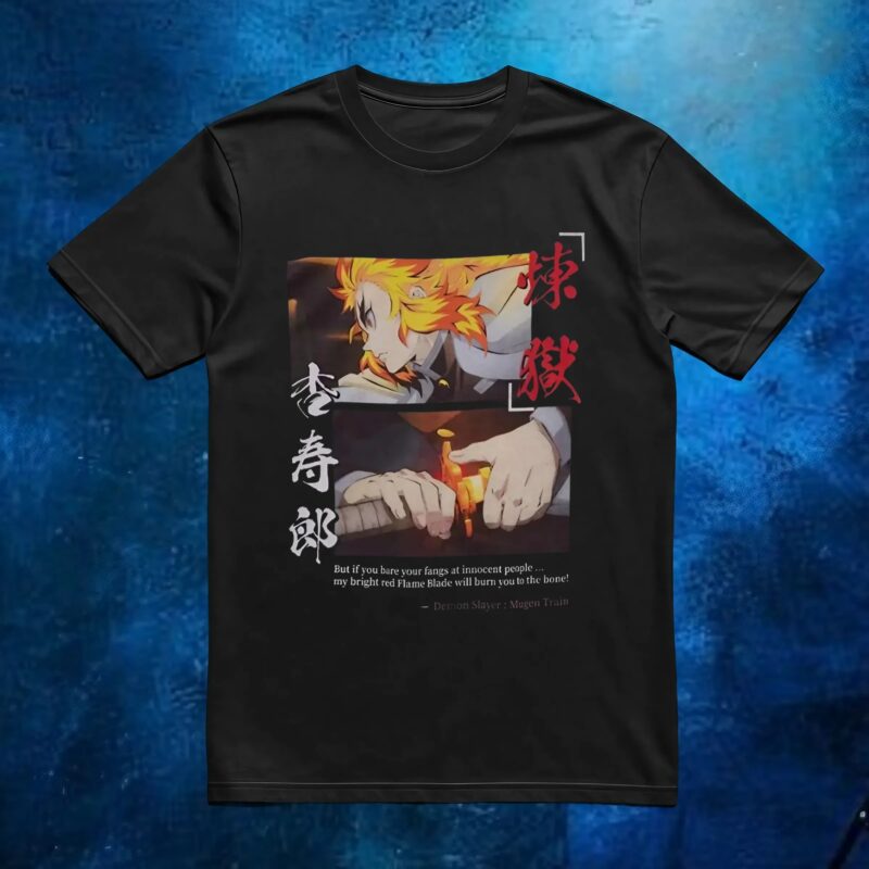 Demon Slayer Kimetsu No Yaiba Rengoku Sword Anime T Shirt