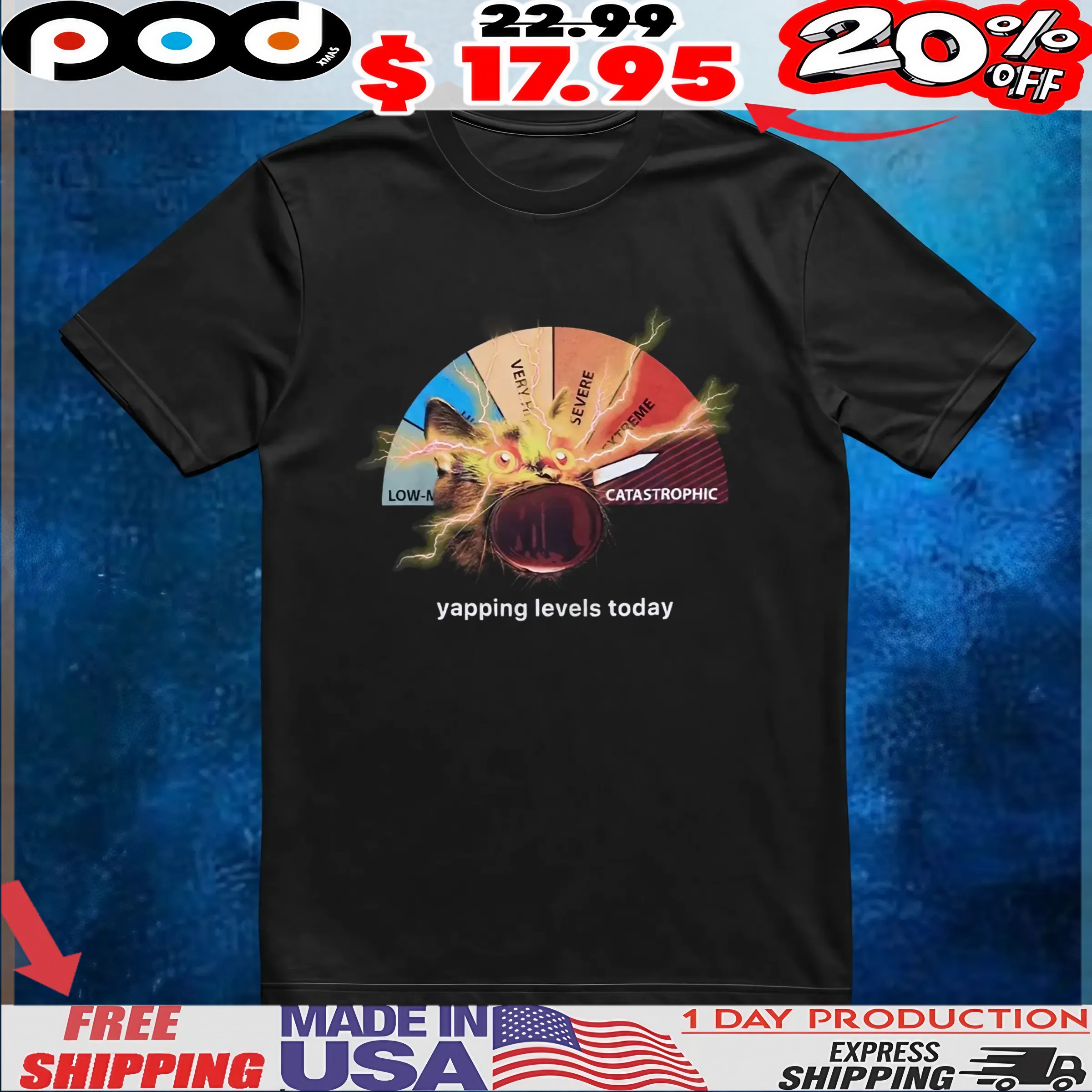 Cat Yapping Levels Today T Shirt Cat Yapping Levels Today T Shirt