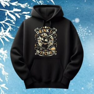 Cat drink up a witches t shirt