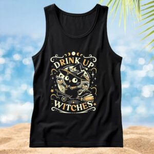 Cat drink up a witches t shirt