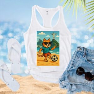 Cat playing football t shirt