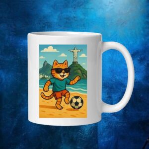 Cat playing football t shirt