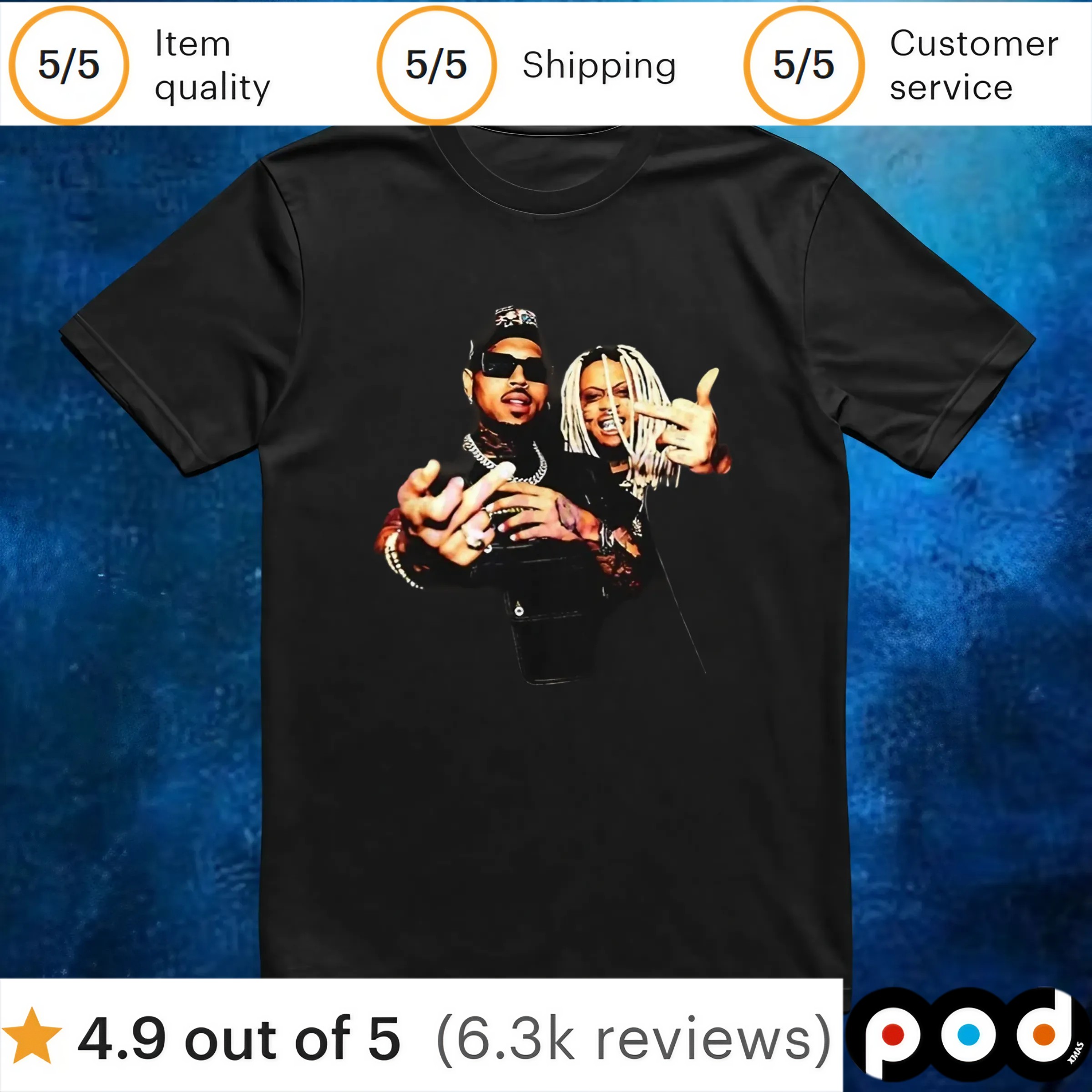 Chris Brown Trippie Redd rap collab hip hop music graphic t shirt