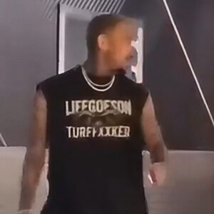 Chris Brown Wearing LIFEGOESON TURF FXXKER T Shirt