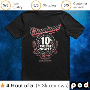 Cleveland 10 beer night 1974 t shirt