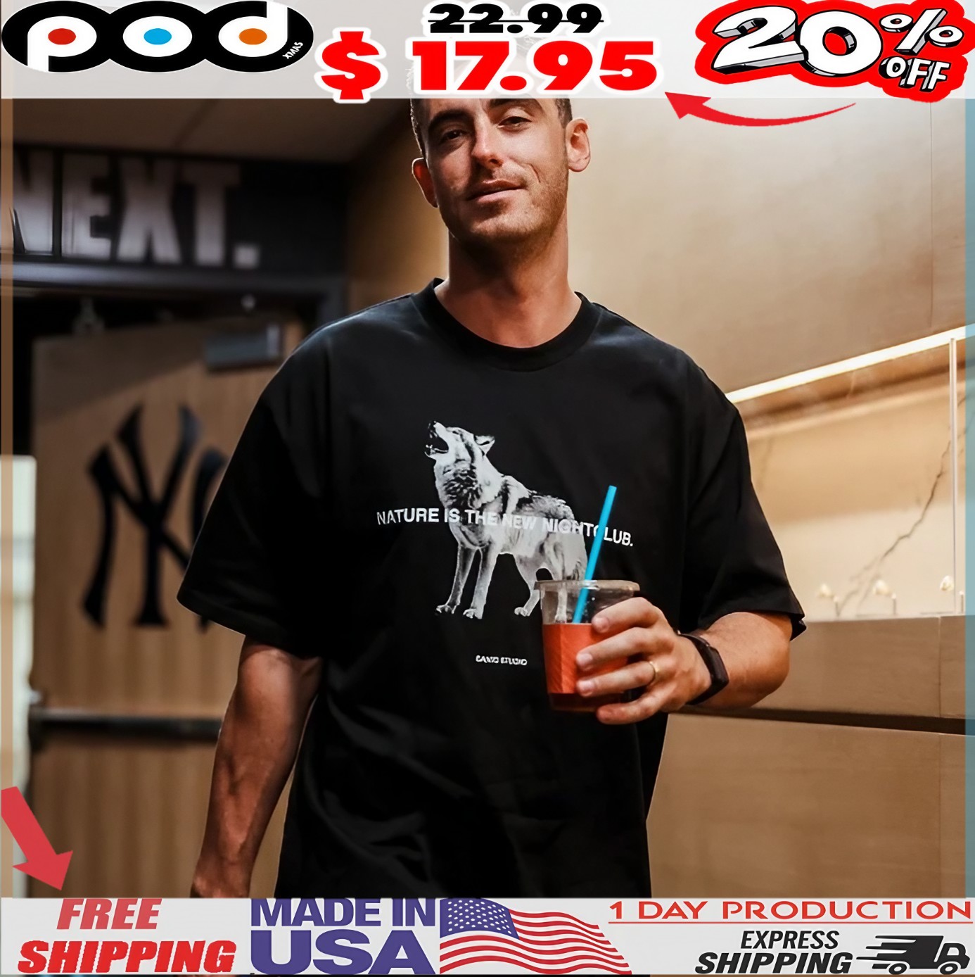 Cody Bellinger Wearing Nature Is The New Nightclub Wolf T Shirt