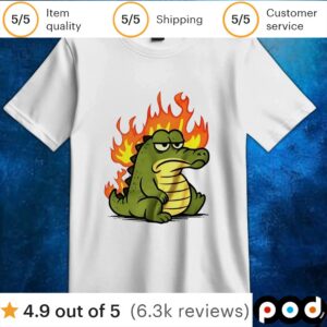 Crocodile on fire t shirt