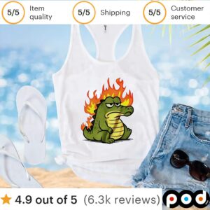 Crocodile on fire t shirt