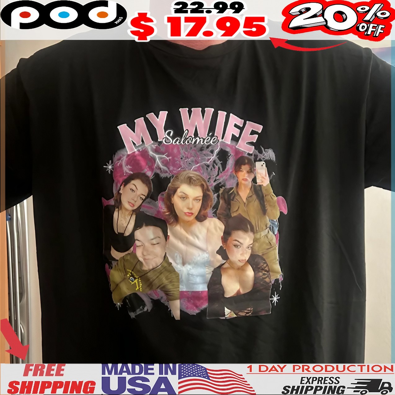 Custom Photo My Wife Vintage Bootleg Style T Shirt