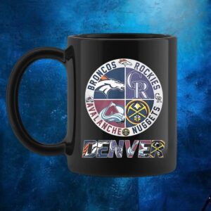 Denver Broncos Denver Nuggets Colorado Avalanche and Colorado Rockies sports team logo t shirt