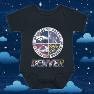 Denver Broncos Denver Nuggets Colorado Avalanche and Colorado Rockies sports team logo t shirt