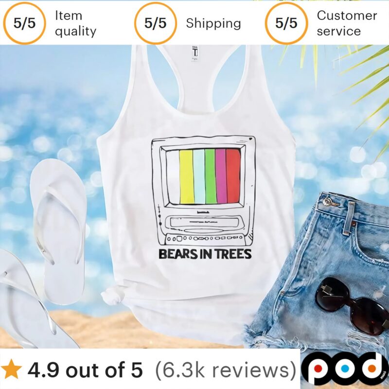 Bears in trees retro tv t shirt