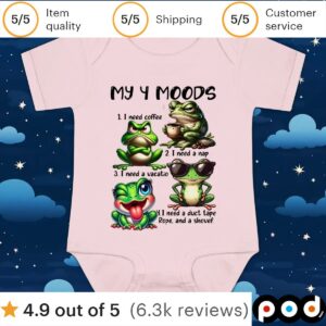Frog my 4 moods 1 I need coffee 2 I need a nap 3 I need a vacation 4 I need a duct tape rope and shovel t shirt