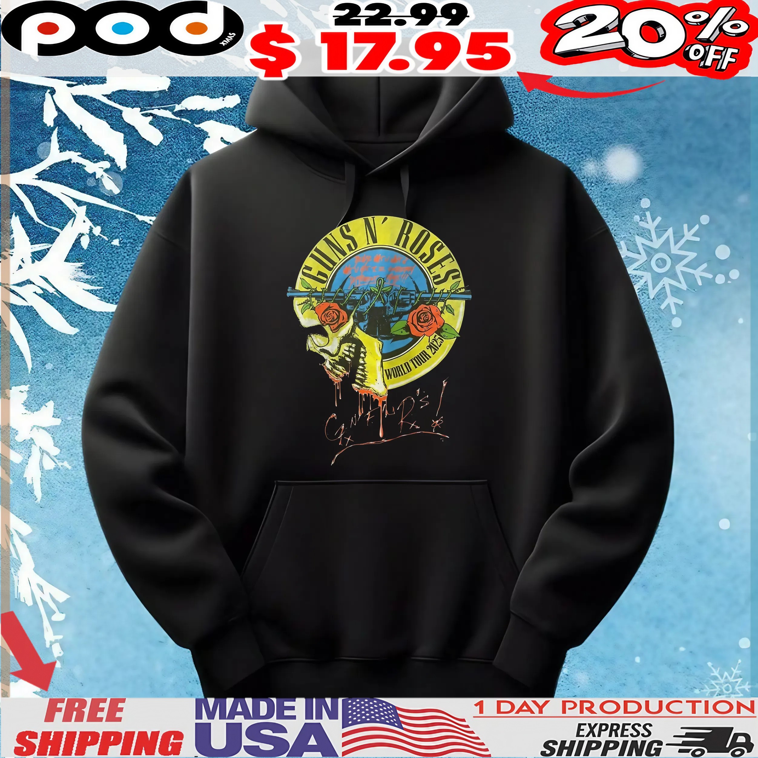 Guns N' Roses 2025 World Tour Skull T shirt Guns N' Roses 2025 World Tour Skull T shirt