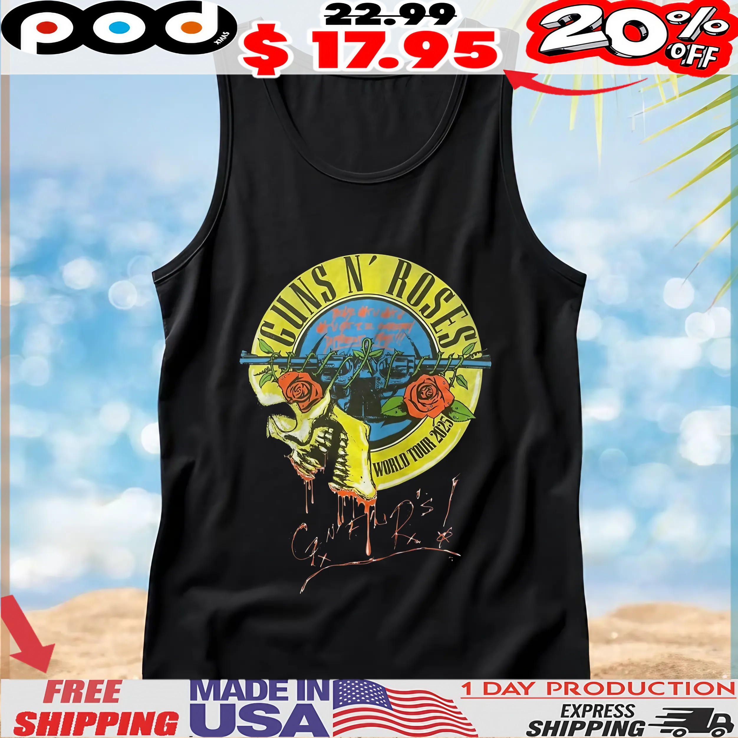 Guns N' Roses 2025 World Tour Skull T shirt Guns N' Roses 2025 World Tour Skull T shirt