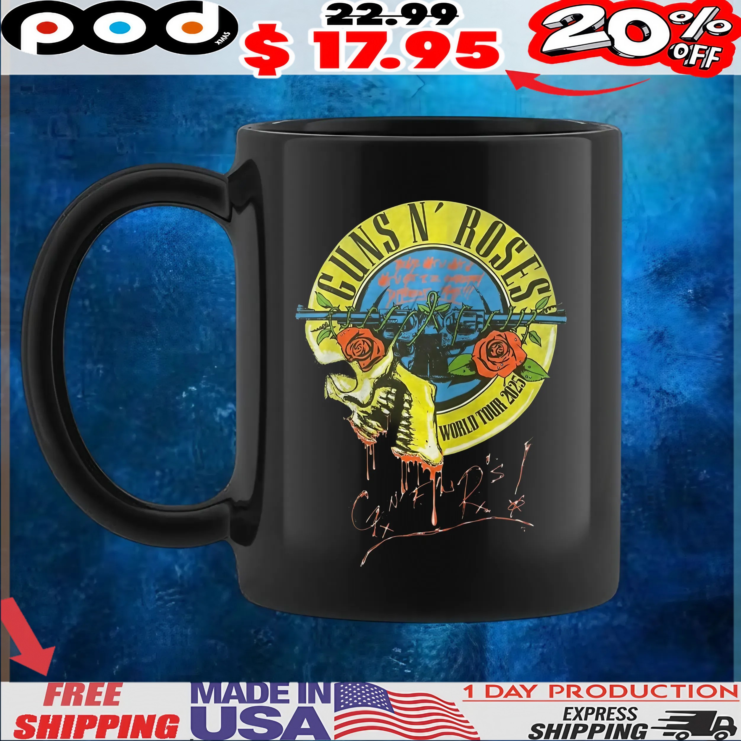 Guns N' Roses 2025 World Tour Skull T shirt Guns N' Roses 2025 World Tour Skull T shirt