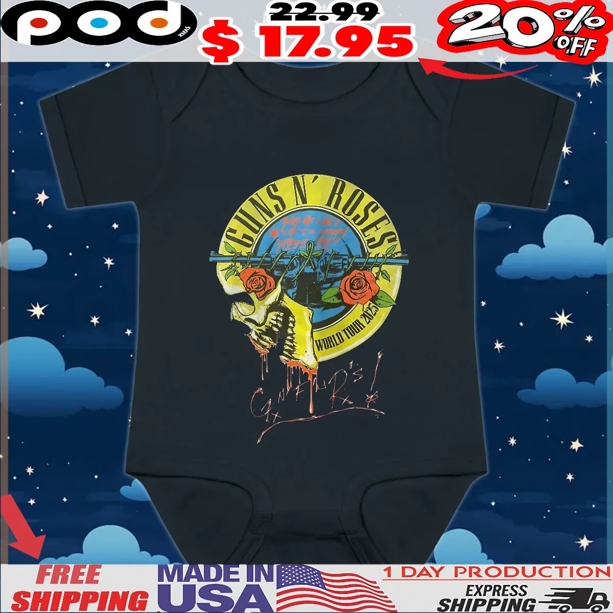 Guns N' Roses 2025 World Tour Skull T shirt Guns N' Roses 2025 World Tour Skull T shirt