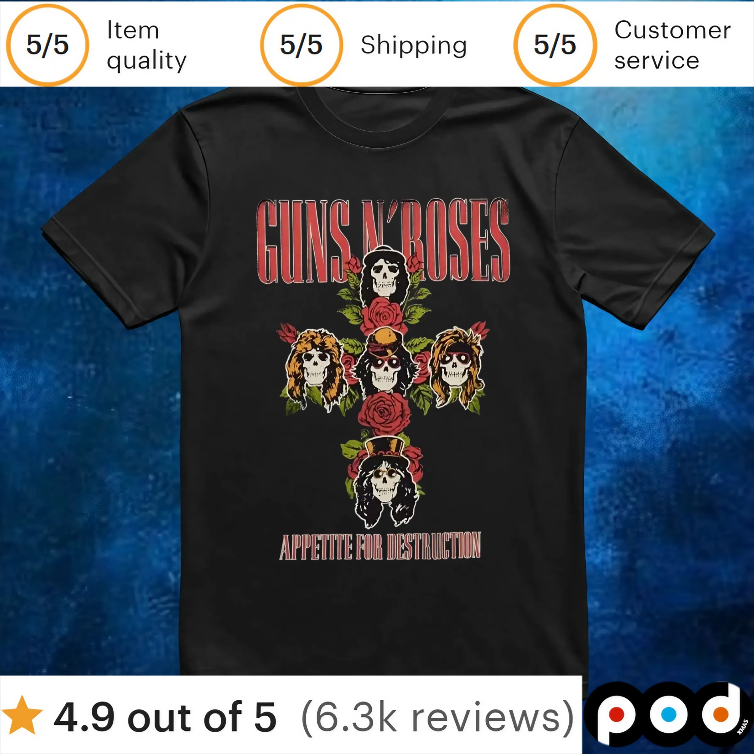 Guns N' Roses Appetite For Destruction Floral Cross T Shirt Guns N' Roses Appetite For Destruction Floral Cross T Shirt