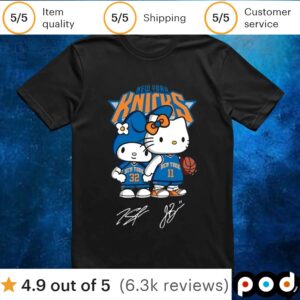 Hello Kitty Knicks Brunson and Towns Signature T Shirt