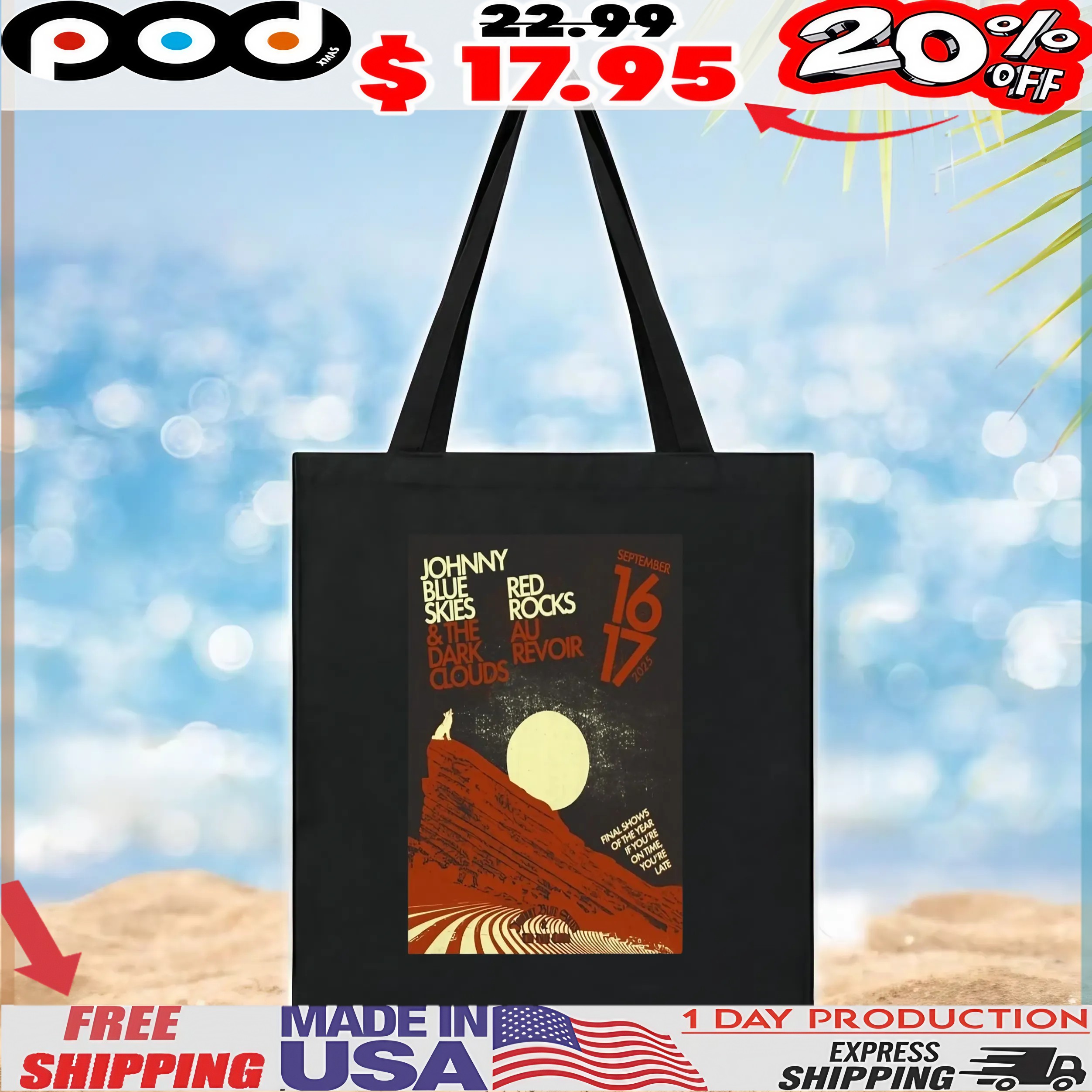 Johnny Blue Skies Sept 16 17 2025 Red Rocks Morrison CO Poster T Shirt