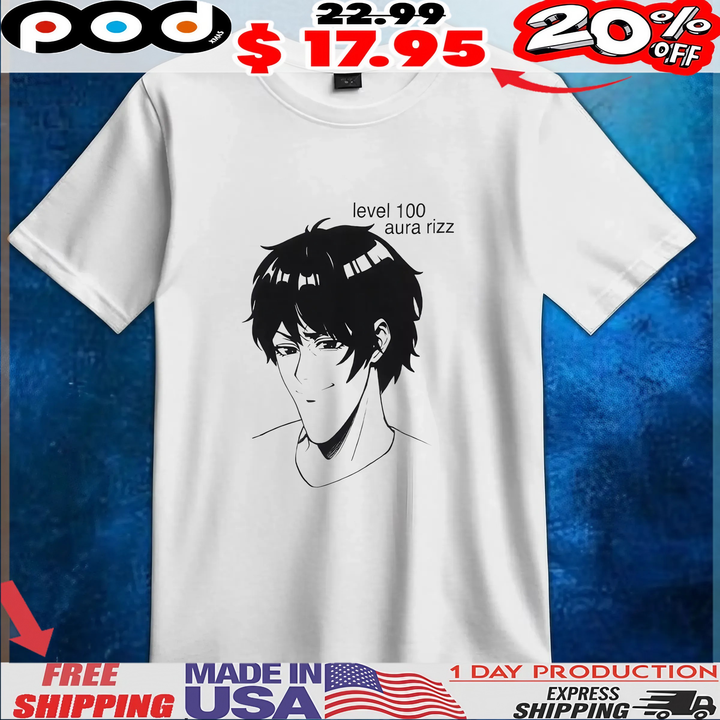 Level 100 Aura Rizz Comic T Shirt