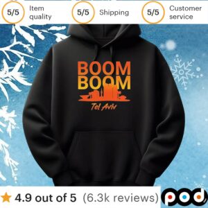 Lukas Gage wearing Boom Boom Tel Aviv t shirt