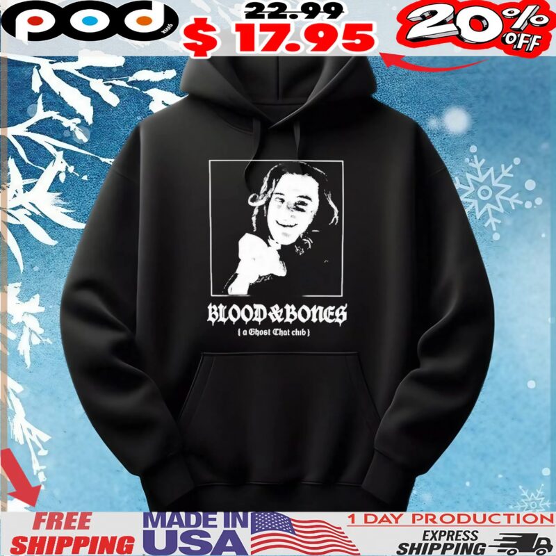 Blood And Bones A Ghost Chat Club Black White Design T Shirt