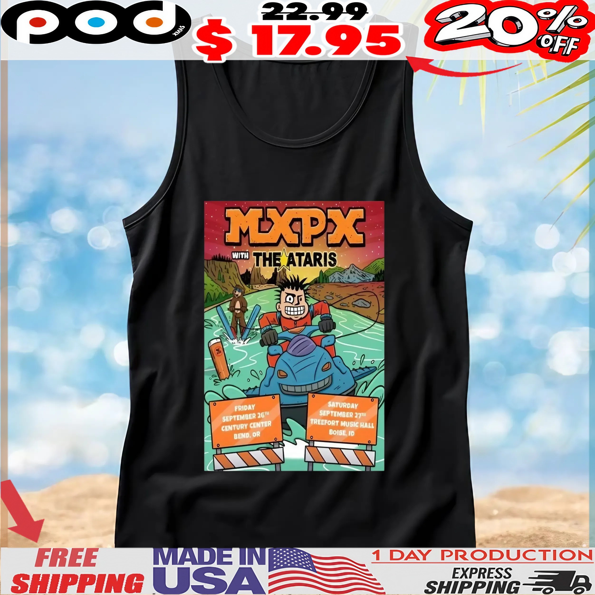 MXPX Sept 26 Century Center Bend OR and Sept 27 Treefort Music Hall Boise ID Poster T Shirt