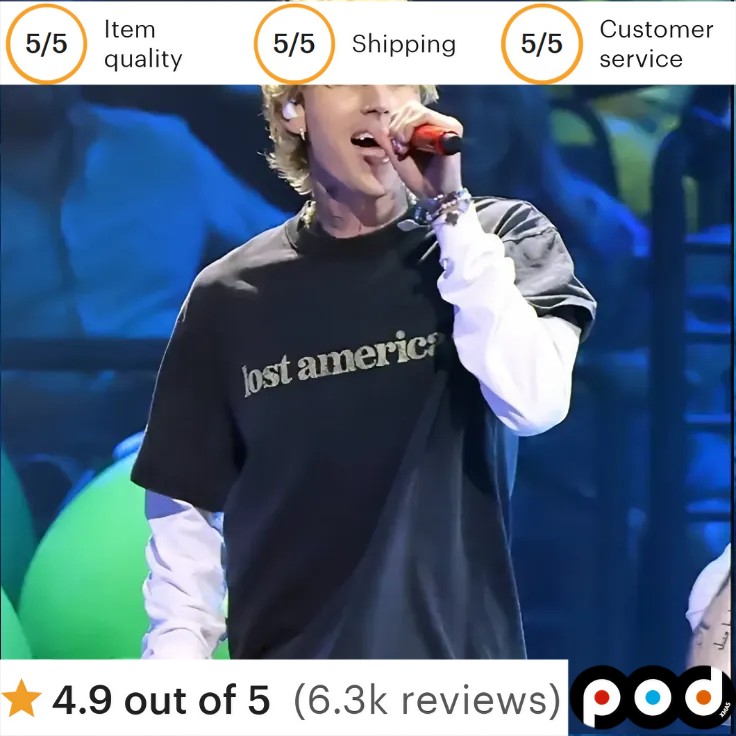 Machine Gun Kelly Wearing Lost America T Shirt Machine Gun Kelly Wearing Lost America T Shirt