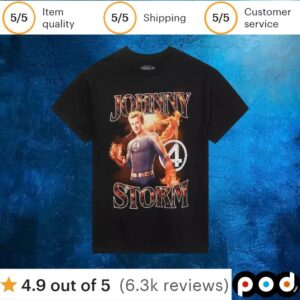 Marvel The Fantastic 4 First Steps Johnny Storm T Shirt