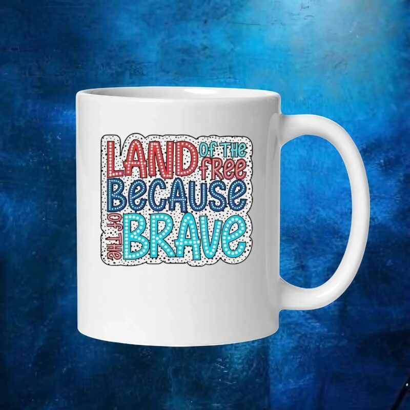 Land of the free because of the brave dalmatian dots t shirt