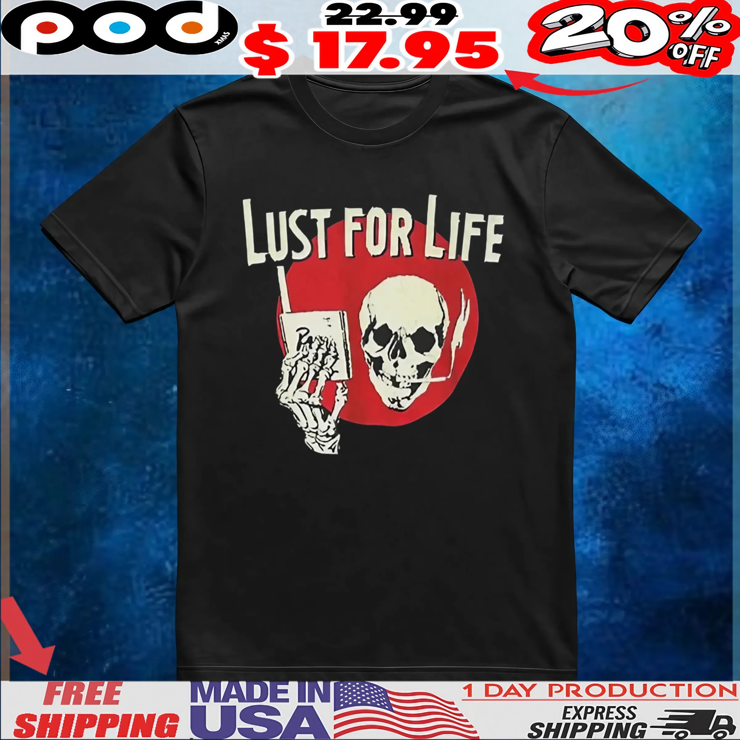 Nicholas Wearing Skull Lust For Life T Shirt