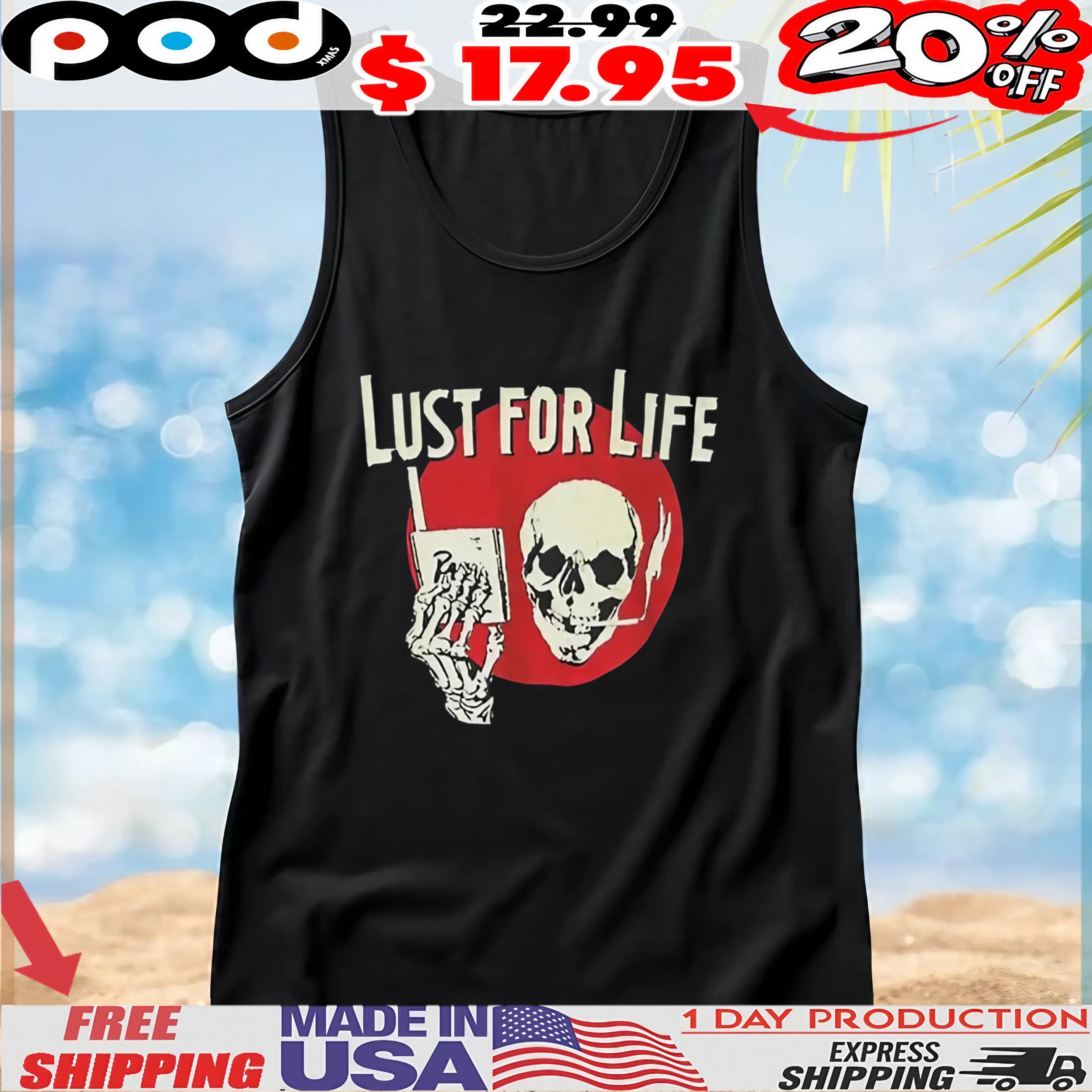 Nicholas Wearing Skull Lust For Life T Shirt