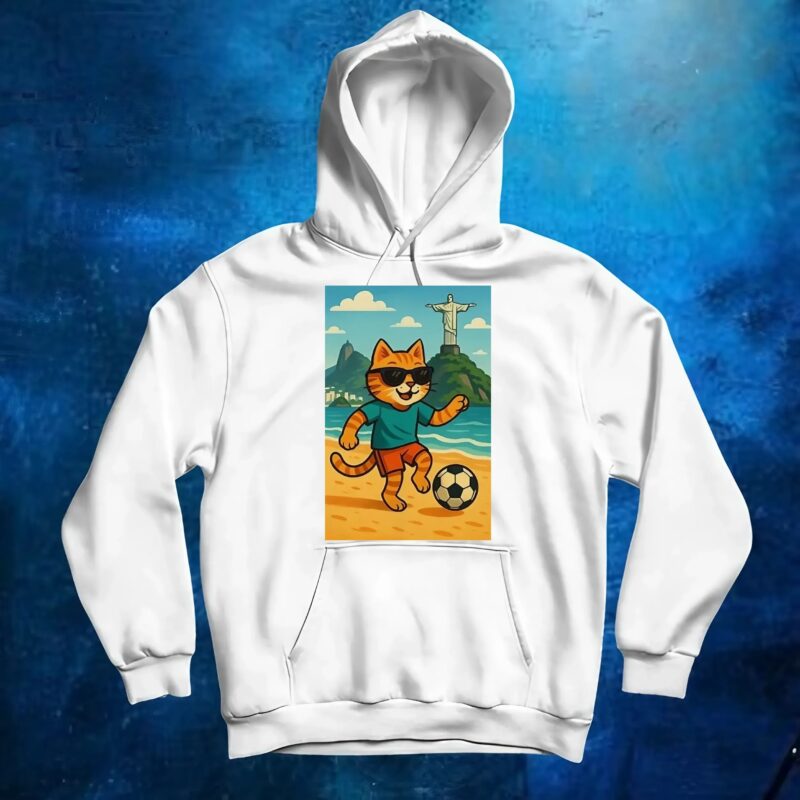 Cat playing football t shirt