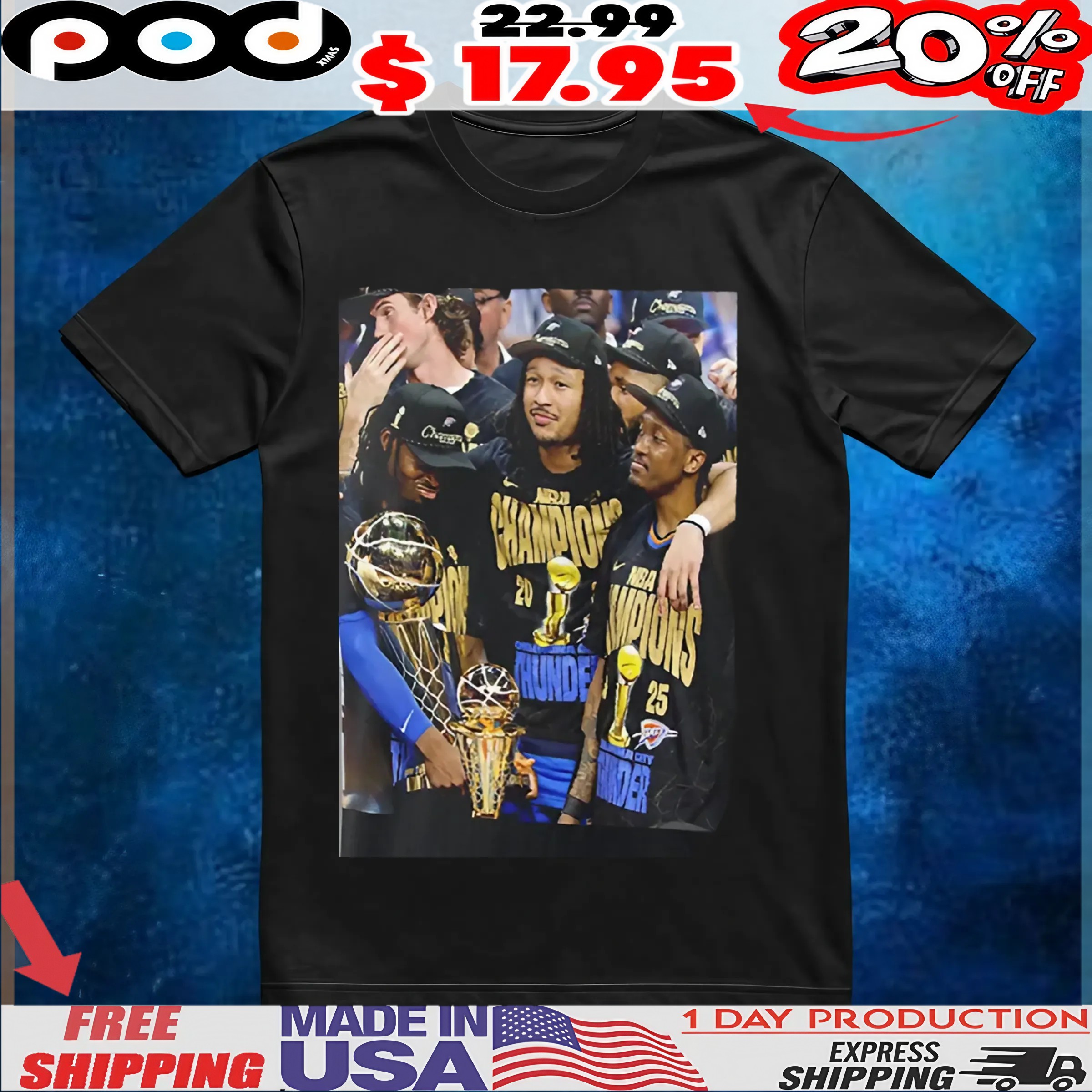 Oklahoma City Thunder 2025 NBA Champions Game Frames T Shirt